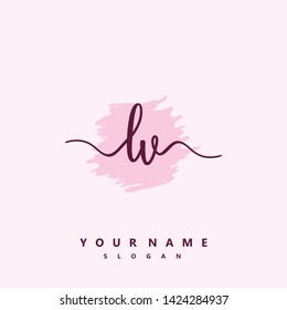 Initial LV handwriting logo template vector