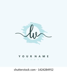 Initial LV handwriting logo template vector