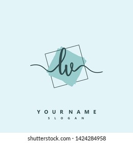 Initial LV handwriting logo template vector