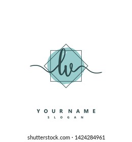 Initial LV handwriting logo template vector