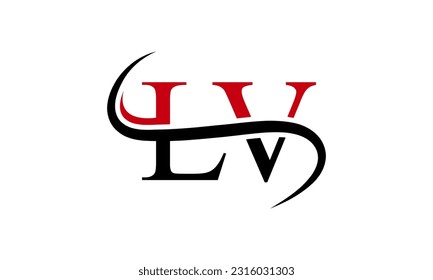 Initial LV letter Logo With Swoosh Design Graphic Vector Template for Business and Company Identity.
