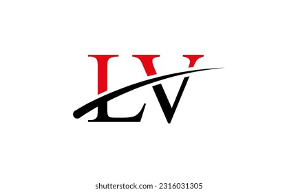 Logotipo de letra LV inicial con plantilla de vectores gráficos de diseño Swoosh para identidad de empresa y empresa.