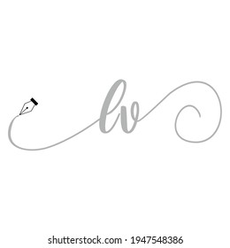 Initial LV logo handwriting business illustration fashion simple