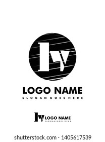 Initial LV negative space logo with circle template