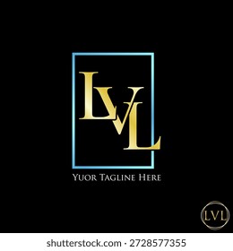 Inicial LVL serif font line cuadrado swoosh acento elemento de estilo icono ornamento logo diseño concepto gráfico creativo premium Vector stock Imagen top sell