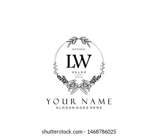 Initial LW beauty monogram and elegant logo design, handwriting logo of initial signature, wedding, fashion, floral and botanical with creative template.