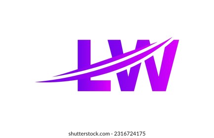 Initial LW letter Logo With Swoosh Design Graphic Vector Template for Business and Company Identity.