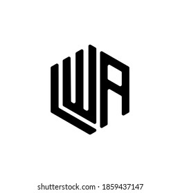 initial lwa Letter Logo Design polygon rounded Monogram Icon Vector Template.logo LWA