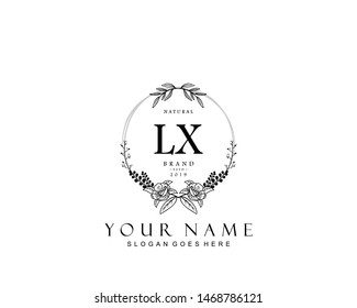 Initial LX beauty monogram and elegant logo design, handwriting logo of initial signature, wedding, fashion, floral and botanical with creative template.