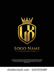 initial LX letter with shield style logo template vector