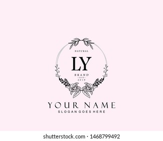 Initial LY beauty monogram and elegant logo design, handwriting logo of initial signature, wedding, fashion, floral and botanical with creative template.
