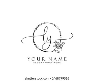 Initial LY beauty monogram and elegant logo design, handwriting logo of initial signature, wedding, fashion, floral and botanical with creative template.