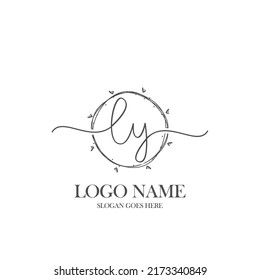 Initial LY beauty monogram and elegant logo design, handwriting logo of initial signature, wedding, fashion, floral and botanical with creative template.