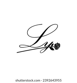Initial LY handwriting flower typography ornament modern