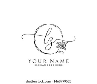 Initial LZ beauty monogram and elegant logo design, handwriting logo of initial signature, wedding, fashion, floral and botanical with creative template.
