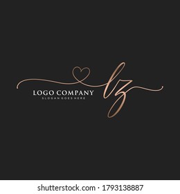 Initial LZ Beauty-Monogramm und elegantes Logo-Design, Handschrift Logo der ersten Signatur, Hochzeit, Mode, Blumen und botanisch mit kreativen Vorlage.
