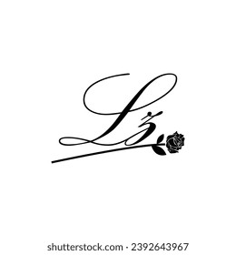 Ornamento de tipografía de flores de escritura LZ inicial moderno