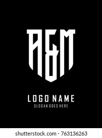 Initial A & M abstract shield logo template vector