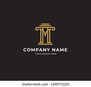 Initial M Attorney Law Pillar Logo Design Template