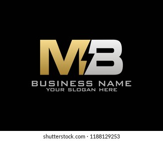 Initial M B logo concept with electric template vector