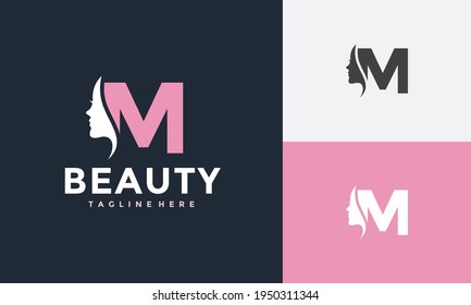 logotipo inicial de la cara de belleza M