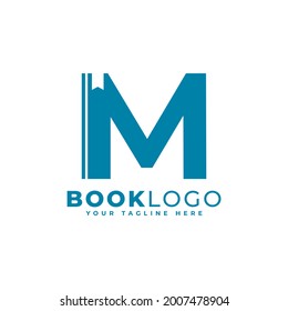 Diseño inicial del logotipo del libro M. Usable para la educación, negocios y logotipos de construcción. Elemento de plantilla Ideas de diseño de logotipo de vectores planos