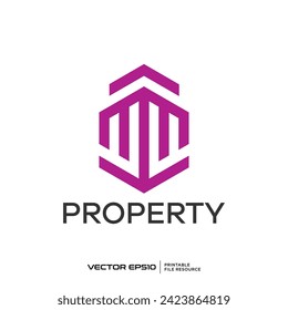 Initial M building logo vector illustration
