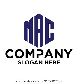 Initial M A C hexagon logo vector