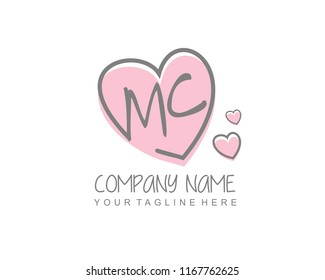 Initial M C with love logo template vector