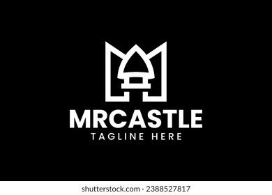 initial M castle outline modern logo design for professional company business