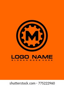 Initial M circle gear logo template vector