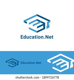 Initial M combine with toga hat icon for education business logo design template