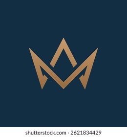 Initial M Crown Logo, minimalist letter M forming a crown, usable for brand and company logos, vector illustration