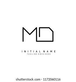 Initial M D minimalist modern logo identity vector