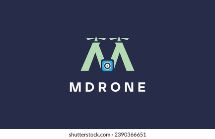 Initial M drone logo, letter M combination with propellers to form a drone, usable for technology
