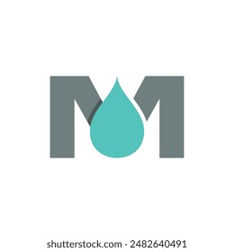 Inicial M Gota de Aceite Simple Icono de Negocios Diseño Creativo Logo