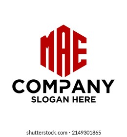 Initial M A E hexagon logo vector