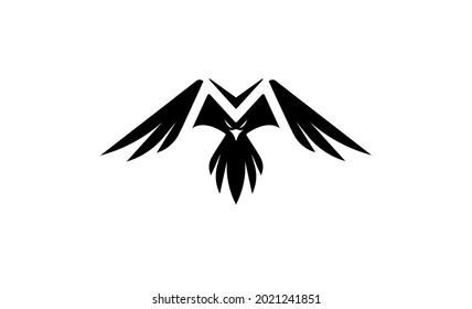 Initial M Eagle Phoenix logo design, vector illustration