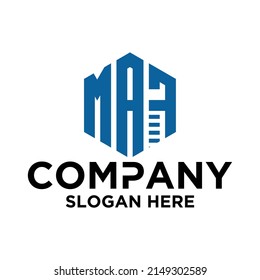 Vector del logotipo inicial de M A F hexagonal