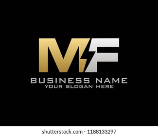 Initial M F logo concept with electric template vector