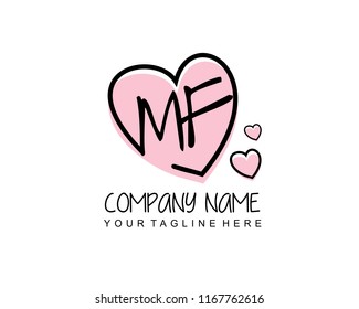 Initial M F with love logo template vector