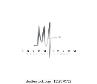 Initial M F signature logo, letter logo with copper color.