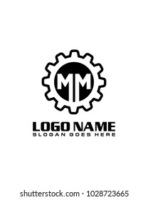 Initial M & M gear logo template vector