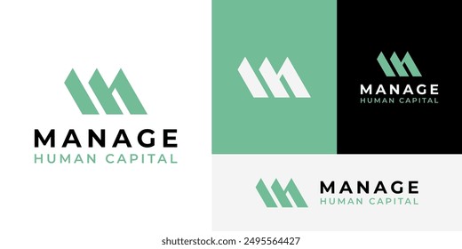 Initial M H Manage Human Resource Capital Business Logo Design Branding Template