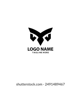 initial M head owl logo design