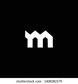 Initial M Home Logo design. Real estate business logo in black background