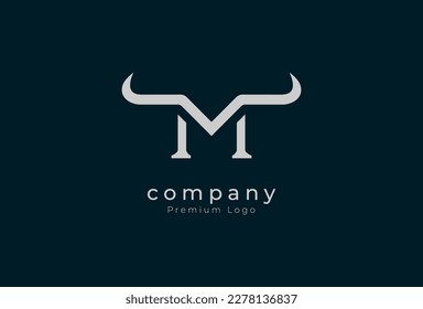 Initial M horn Logo, minimalist letter M with horn design logo, vector illustration