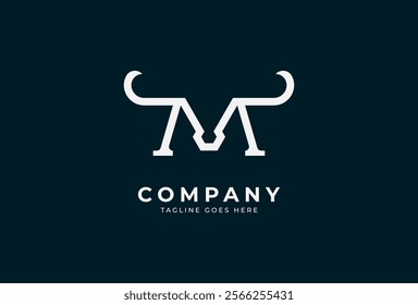 Initial M horn Logo, minimalist letter M with horn design logo, vector illustration