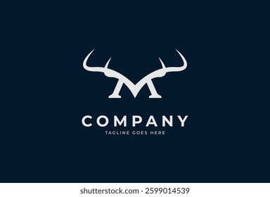 Initial M horn Logo, minimalist letter M with horn design logo, vector illustration