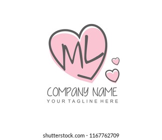 Initial M L with love logo template vector